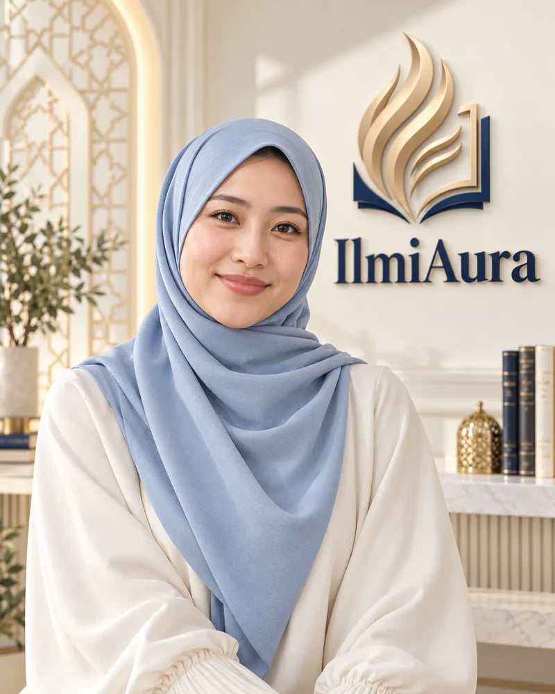 Illustrative IlmiAura brand portrait in a branded studio